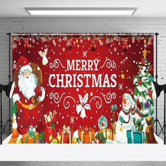 Lofaris Red Christmas Tree Santa Gifts Snowman Xmas Backdrop