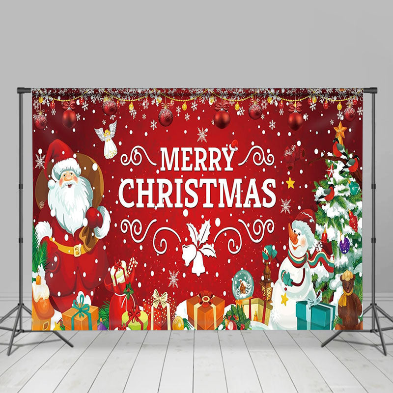 Lofaris Red Christmas Tree Santa Gifts Snowman Xmas Backdrop