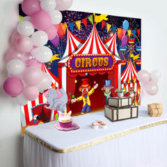 Lofaris Red Circus Clowns Animals Balloon Birthday Backdrop