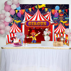 Lofaris Red Circus Clowns Animals Balloon Birthday Backdrop