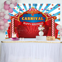 Lofaris Red Circus Flag Stars Carnival Birthday Backdrop