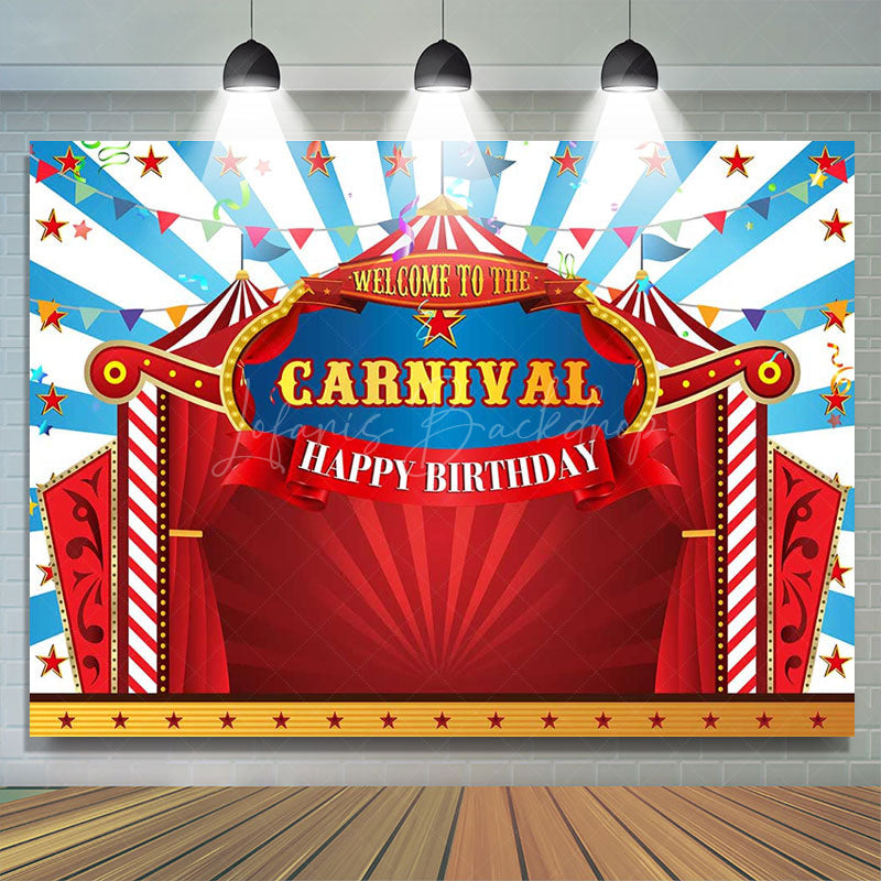 Lofaris Red Circus Flag Stars Carnival Birthday Backdrop