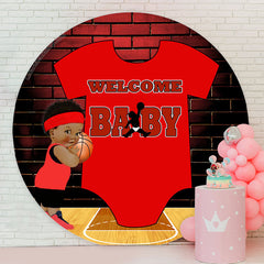 Lofaris Red Clothes Basketball Round Baby Shower Backdrop