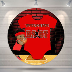 Lofaris Red Clothes Basketball Round Baby Shower Backdrop