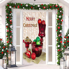 Lofaris Red Cup Glitter Bokeh Merry Christmas Door Cover