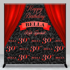 Lofaris Red Curtain Black Custom Name 30th Birthday Backdrop