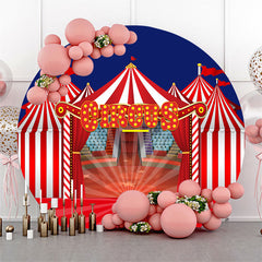 Lofaris Red Curtain Circus Round Birthday Decoration Backdrop Kit