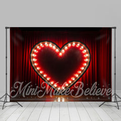 Lofaris Red Curtain Heart Light Valentines Day Backdrop