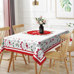 Lofaris Red Deers Wreath Rectangle Merry Christmas Tablecloth