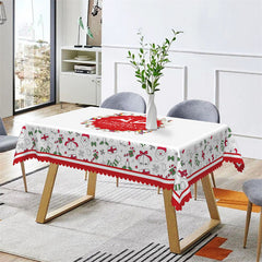 Lofaris Red Deers Wreath Rectangle Merry Christmas Tablecloth