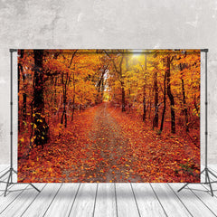 Lofaris Red Fallen Leaves Autumn Photography Backdrop