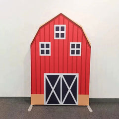 Lofaris Red Farm Barn House Kids Party Arch Backdrop