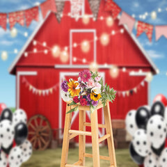 Lofaris Red Farm House Balloon Birthday Cake Smash Backdrop