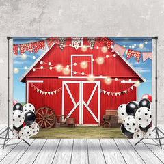 Lofaris Red Farm House Balloon Birthday Cake Smash Backdrop