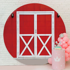 Lofaris Red Farm White Door Brithday Party Round Backdrop