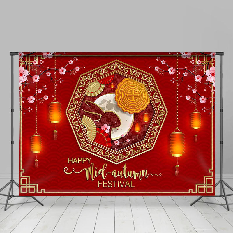 Lofaris Red Festive Lantern Mid Autumn Festival Backdrop