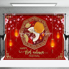 Lofaris Red Festive Lantern Mid Autumn Festival Backdrop