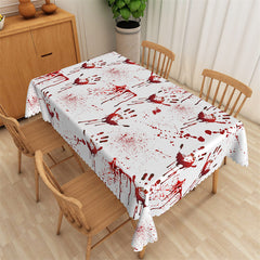 Lofaris Red Fingerprint Pattern Ghastly Halloween Tablecloth