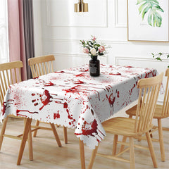 Lofaris Red Fingerprint Pattern Ghastly Halloween Tablecloth