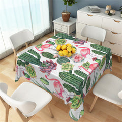 Lofaris Red Flamingo Green Cactus Floral Square Tablecloth