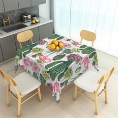 Lofaris Red Flamingo Green Cactus Floral Square Tablecloth