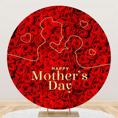 Lofaris Red Floral Line Draw Round Mothers Day Backdrop