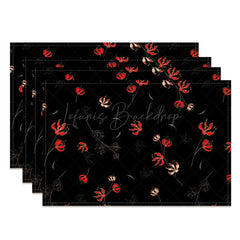 Lofaris Red Floral Seamless Black Dining Set Of 4 Placemats