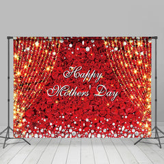 Lofaris Red Florals Gold Tassel Diamond Mothers Day Backdrop