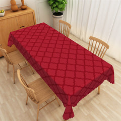 Lofaris Red Flower Patterns Plaid Rectangle Tablecloth Decor