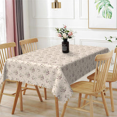 Lofaris Red Flowers Beige Decorative Rectangle Tablecloth