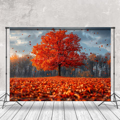 Lofaris Red Fluttering Maple Leaves Trees Autumn Backdrop