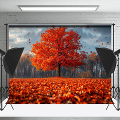 Lofaris Red Fluttering Maple Leaves Trees Autumn Backdrop