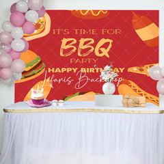 Lofaris Red Food Its Time For Bbq Birthday Party Backdrop