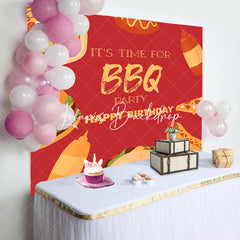 Lofaris Red Food Its Time For Bbq Birthday Party Backdrop