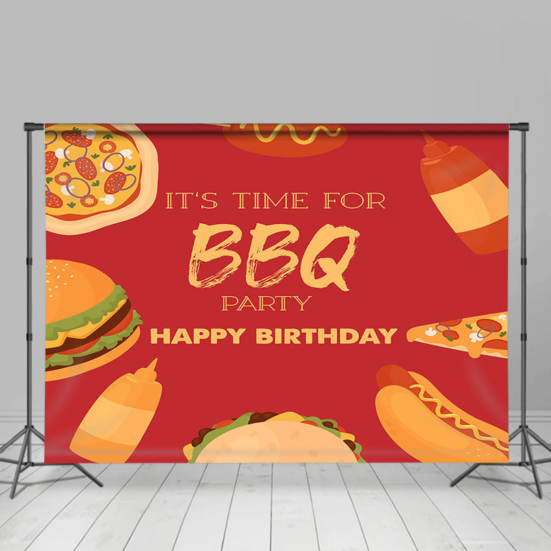 Lofaris Red Food Its Time For Bbq Birthday Party Backdrop