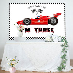 Lofaris Red Formula Racing Car Im Three Birthday Backdrop