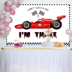 Lofaris Red Formula Racing Car Im Three Birthday Backdrop