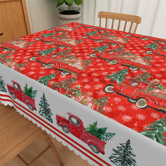 Lofaris Red Gift Truck Trees Christmas Washable Tablecloth