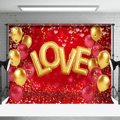 Lofaris Red Gold Balloon Confetti Valentines Day Backdrop