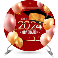 Lofaris Red Gold Balloons Class Of 2024 Round Grad Backdrop