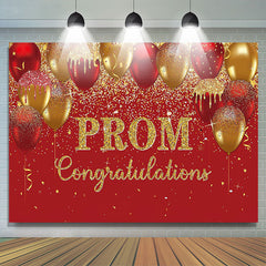 Lofaris Red Gold Balloons Congrats Prom Grad Picture Backdrop