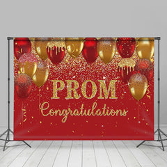 Lofaris Red Gold Balloons Congrats Prom Grad Picture Backdrop