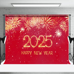 Lofaris Red Gold Brilliant Happy New Year Celebration Backdrop