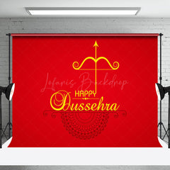 Lofaris Red Gold Crossbow Arrow Happy Dussehra Backdrop