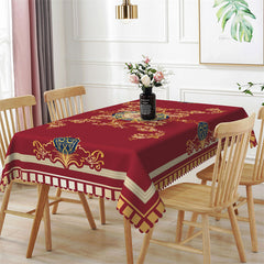 Lofaris Red Gold Royal Wedding Party Rectangle Tablecloth