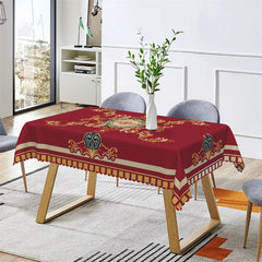 Lofaris Red Gold Royal Wedding Party Rectangle Tablecloth