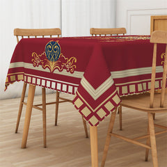 Lofaris Red Gold Royal Wedding Party Rectangle Tablecloth