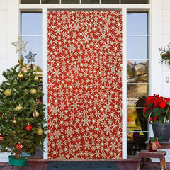 Lofaris Red Gold Snowflake Simple Merry Christmas Door Cover