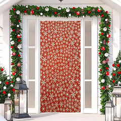 Lofaris Red Gold Snowflake Simple Merry Christmas Door Cover