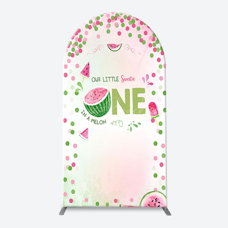 Lofaris Red Green Dots Watermelon 1st Birthday Arch Backdrop